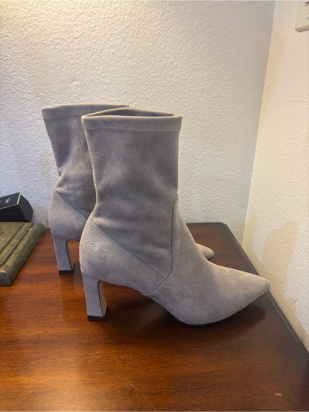 Women's Pointed Toe Suede Ankle Boots - Gray Scarlett Chase - Picture 3 of 9